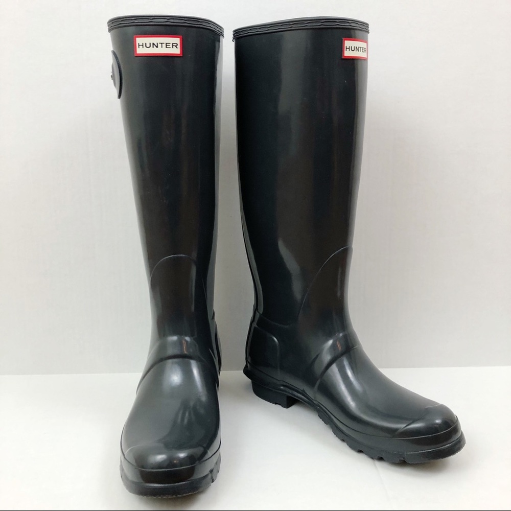NWT Hunter Original Tall Gloss Rainboots Slate Gray Size 10